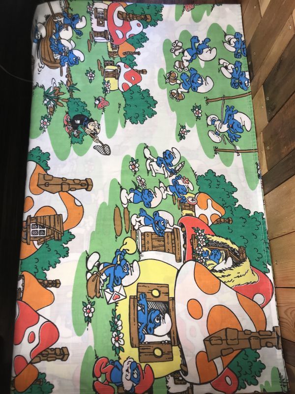 Smurf Village Flat Sheet スマーフ ビンテージ フラットシーツ