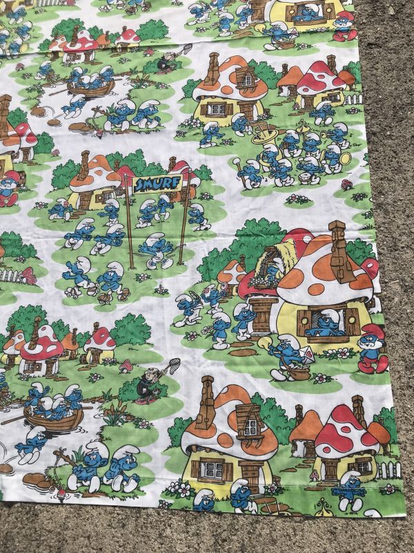 Smurf Village Flat Sheet スマーフ ビンテージ フラットシーツ