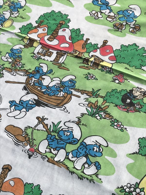 Smurf Village Flat Sheet スマーフ ビンテージ フラットシーツ