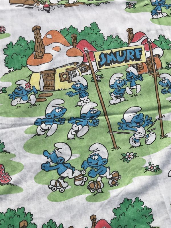 Smurf Village Flat Sheet スマーフ ビンテージ フラットシーツ