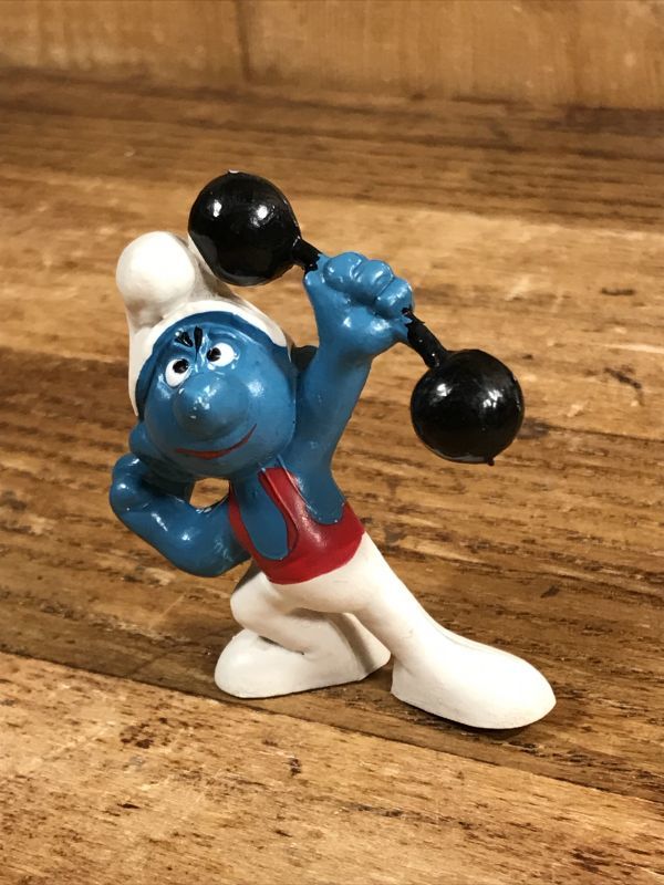 Schleich Smurf “Barbell” PVC Figure　スマーフ　ビンテージ　PVCフィギュア　70年代