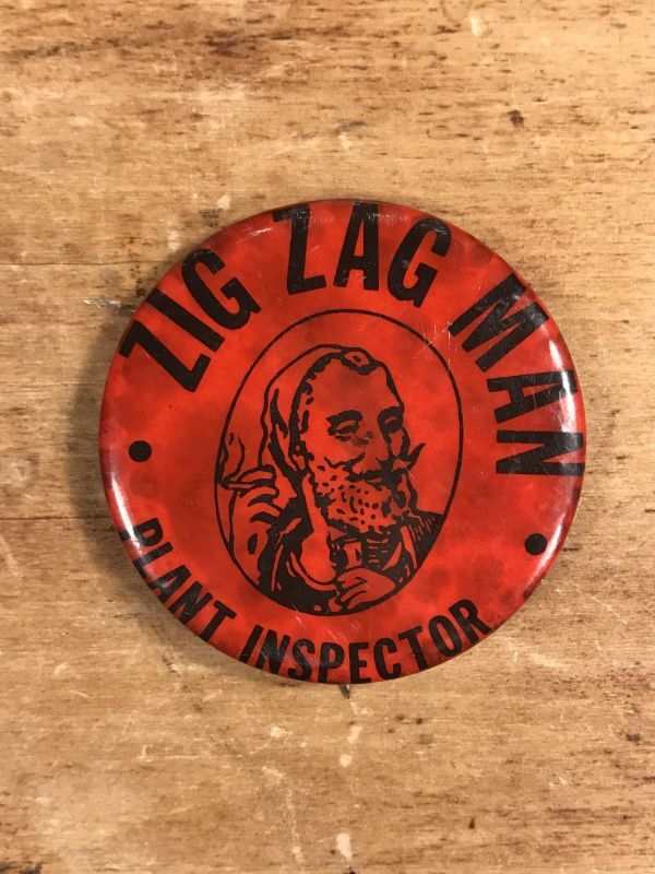 Zig Zag Man Plant Inspector Pinback ジグザグマン ビンテージ 缶 