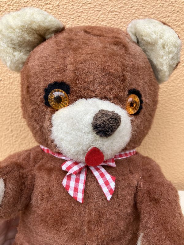 Gingham Check Brown Teddy Bear　くま　ビンテージ　ぬいぐるみ　ブラウン　テディベア　80~90年代